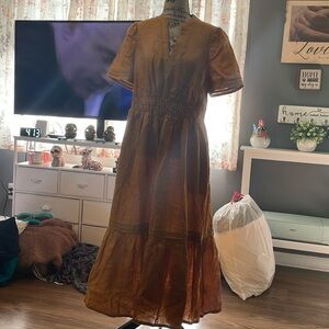 Biden Mustard Ruffle Dress